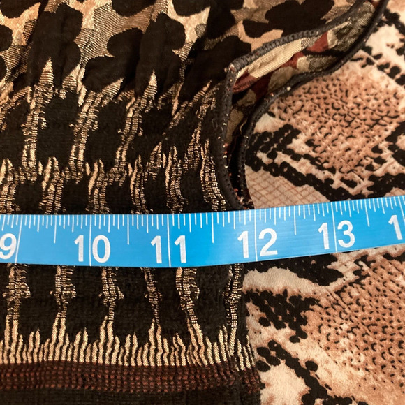 M.S.S.P. Dress Womens Sz S Black Ivory Multi Striped Smocked Cap Sleeve A Line - Picture 7 of 9